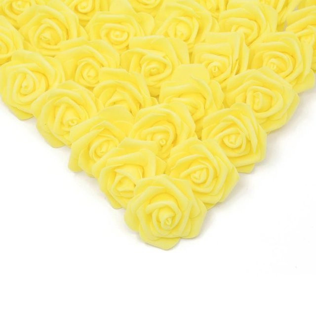 100 Stück künstliche Rosenblütenköpfe von Sweetyhome in Gelb aus Schaumstoff für DIY Dekorationen, Hochzeiten und Partys - Bild 1