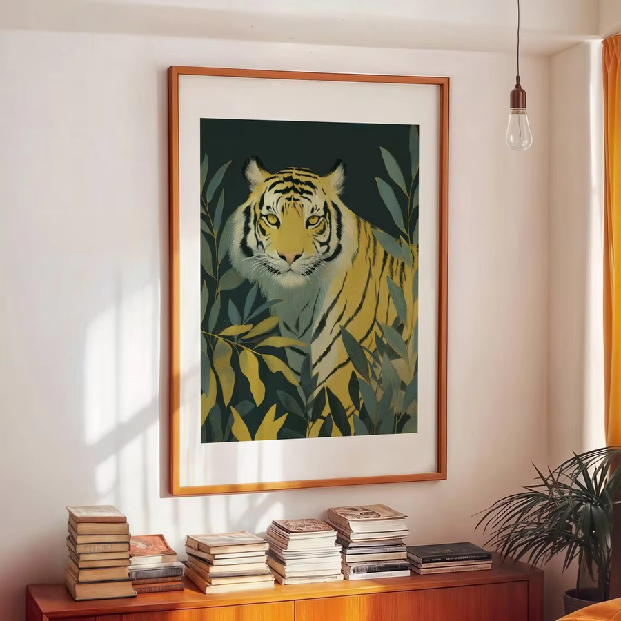 LeoBotanical Tiger-Print Wandposter mit afrikanischer Tierkunst im Scandi-Stil, mehrfarbiges Tiger-Motiv als Dschungel-Dekor - Bild 2