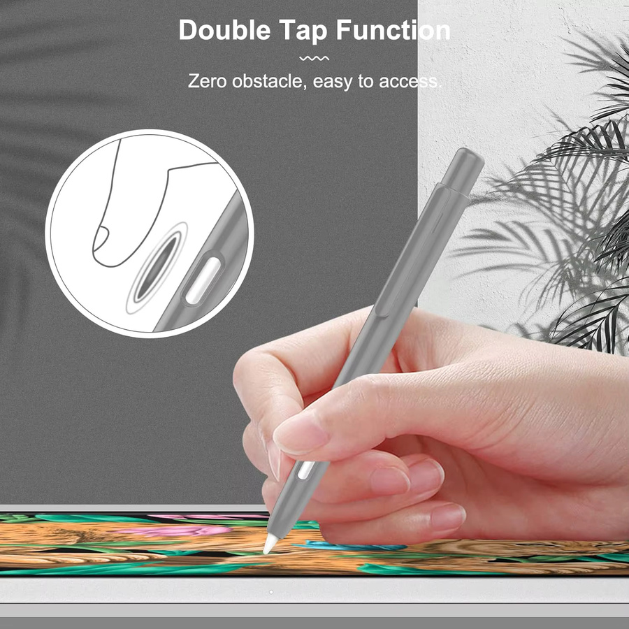 MoKo Holder Case für Apple Pencil 2. Generation, schützende Hülle mit einziehbarem Cover und stabilem Clip in Grau - Bild 4