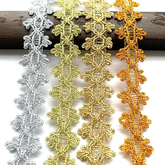 Seiden-Spitzenborte in Gold und Silber für DIY Bastelarbeiten und Nähen, 4 m pro Packung - Bild 1