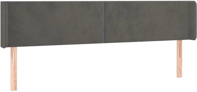 vidaXL Kopfteil mit Ohren aus Samt in Dunkelgrau, B/T/H: 183 x 16 x 78/88 cm - Bild 1