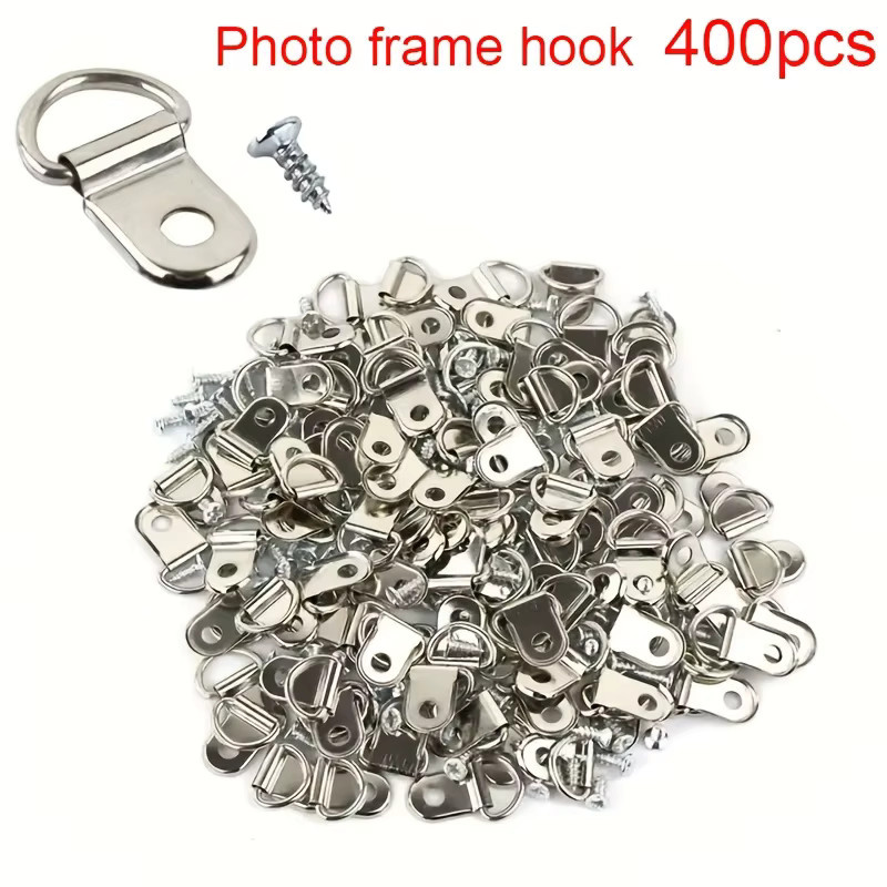 MIVM 400 Stück D-förmige halbrunde Hängeringe mit Schraubhaken in Silber Chrome für Fotorahmen - Bild 2