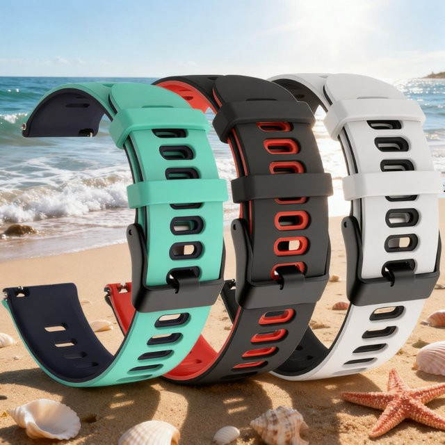 JBAILI Uhrenarmband Silikon, Schwarz, Unisex - Bild 1
