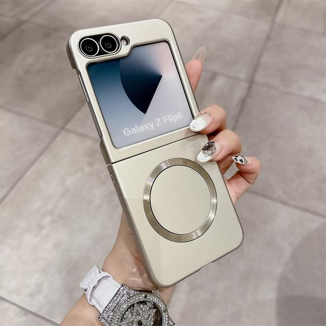 Luxus Matte Hartschale mit MagSafe Magnetisch für Samsung Galaxy Z Flip 7 6 5 4 3 Stoßfeste Dünne Hülle in Gold - Bild 1
