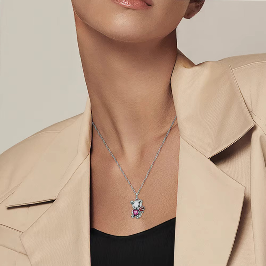 Halskette und Charm-Ohrringe, 925 Silber, Kristall, Damen - Bild 2