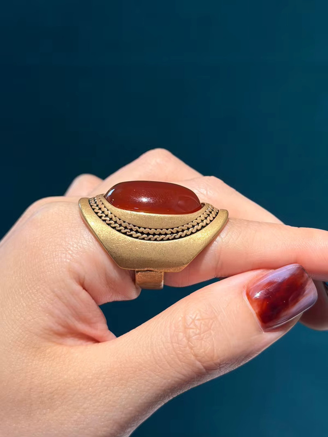 Icareu Ring, natürlicher Stein, rot, oval, Damen - Bild 3