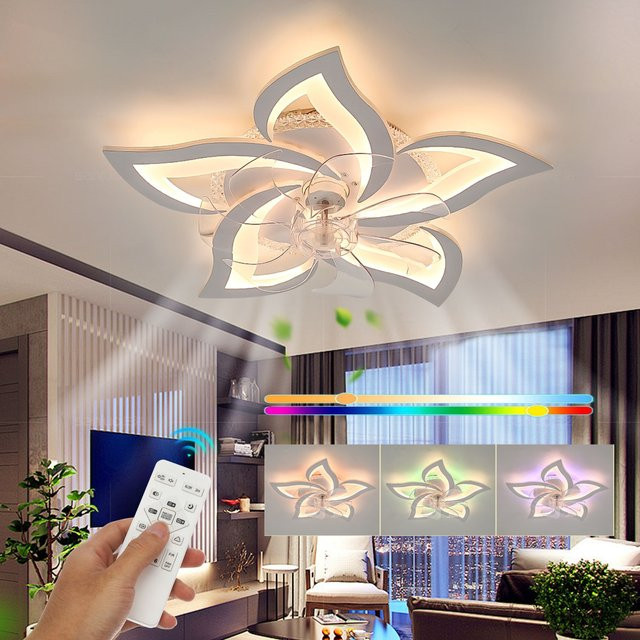 Oyajia LED-Deckenventilator mit integrierter 50 W LED-Leuchte und 5-Licht-Design für Schlafzimmer und Wohnzimmer - Bild 1