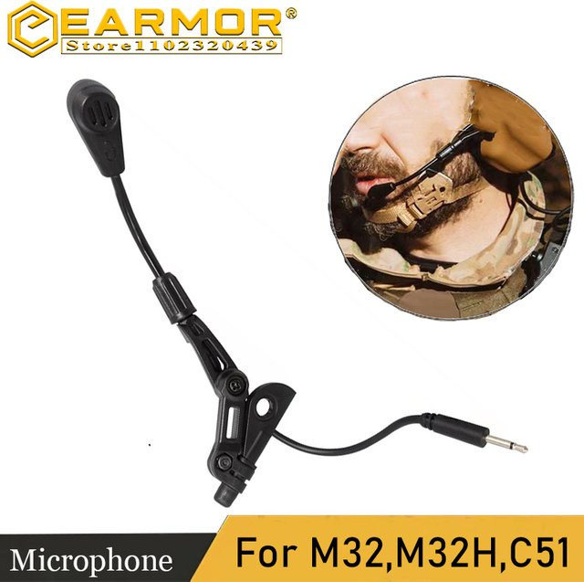 Earmar Taktisches Headset-Mikrofon als Schieß-Ohrenschützer Zubehör für M32, M32H, C51 in Schwarz - Bild 1