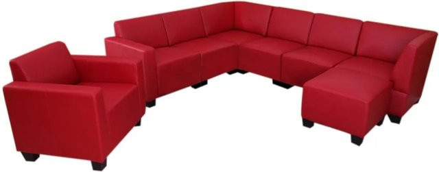 MCW Modular Sofa-System Lyon 6-1-1 in Rot aus Kunstleder im modernen Lounge-Stil - Bild 2