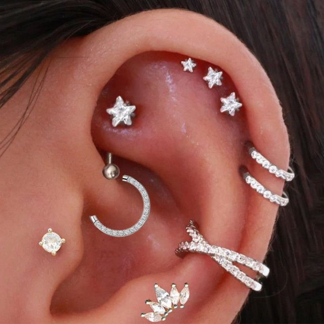 Piercing Addicter Ohrringe Stern, Silber, Edelstahl, Zirkonia, Damen - Bild 1