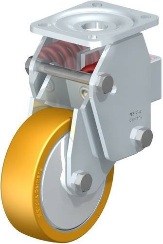 Blickle BHF-ALTH 125K-1-FA Bockrolle gefedert in Silber und Gelb mit 125 mm Rad-Durchmesser und 350 kg Tragfähigkeit - Bild 1