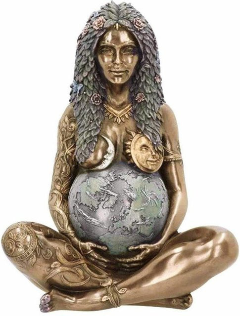 Furion Gaia Mutter Erde Statue dekorative Polyresin-Figur in Kupfer, Gold und Braun, B/T/H: 12 x 9 x 16 cm - Bild 1