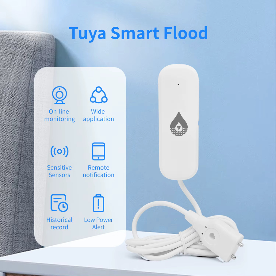 Tuya Smart Home Wasser Leckage Alarm Sensor als WiFi oder Zigbee Flut Detektor zur Fernüberwachung via App in Weiß - Bild 3