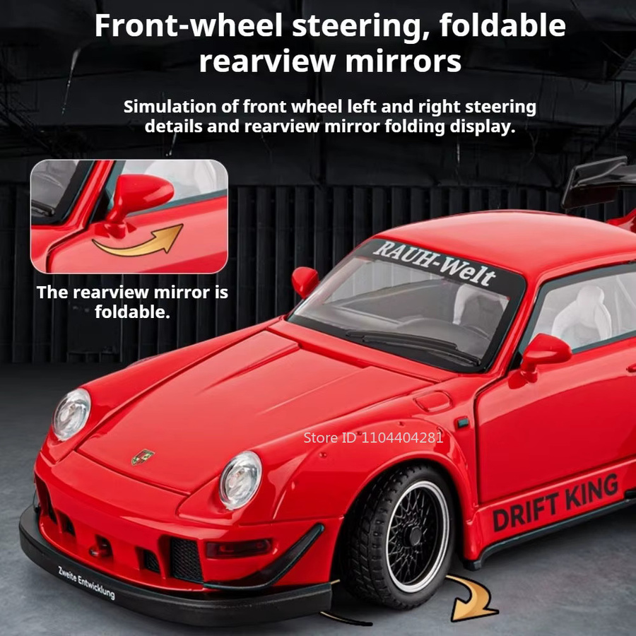 MAKEDA RWB 993 NA1 Miniatur-Sportwagenmodell, 1:22, Metall, mit Licht und Ton - Bild 2