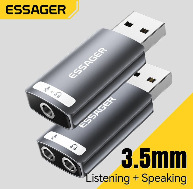 Essager USB-Soundkarte als externer Mini-Audio-Adapter mit USB-A und 3,5 mm Klinkenanschluss für PS4, PS5, Switch und Laptop - Bild 1
