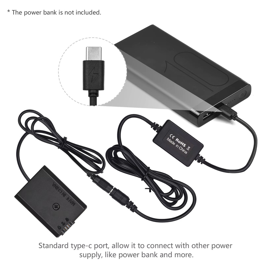 Arealer USB-C-Kabel zu NP-FW50 Dummy-Akku DC-Koppler Ersatz in Schwarz für Sony A7S2 A7S A7 II R RII A7M2 A6000 A6300 A6500 A7000 - Bild 2