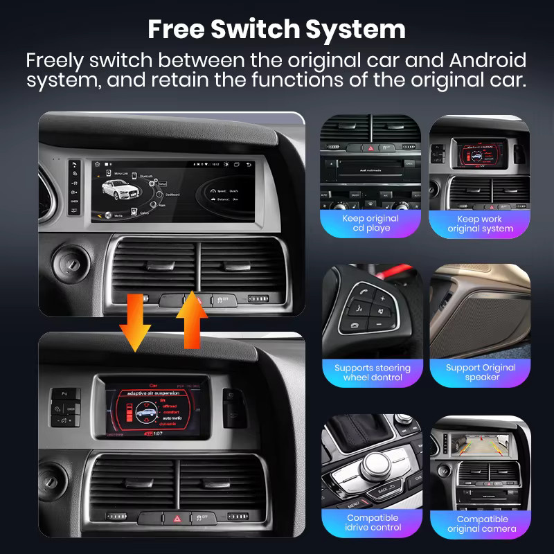 Junsun Multimedia Autoradio für Audi Q7 4L 2012-2015 mit Apple Carplay, Android Auto, 8 Kern Prozessor, 4G, WLAN und GPS in Schwarz - Bild 3