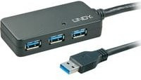 Lindy USB 3.0 Aktivverlaengerungs-Hub Pro mit 4 USB-A Anschlüssen, Schwarz - Bild 1