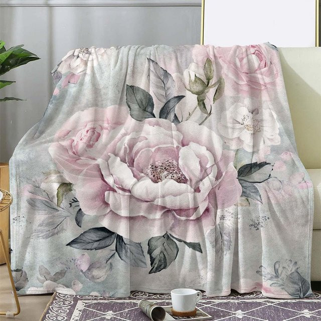 JMG Household Supplies Flanelldecke mit Blumenmuster in Rosa, weich und gemütlich, B/B: 130 x 150 cm - Bild 1