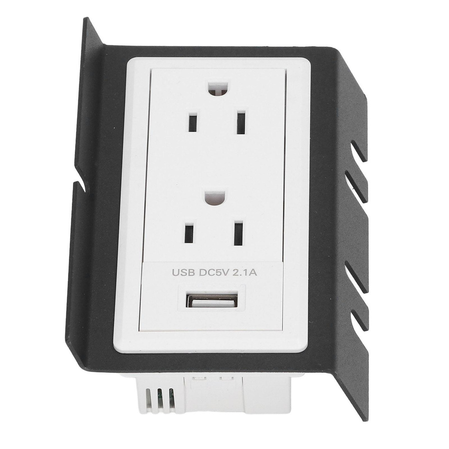 Wasserdichte Bodensteckdose Einbaudose aus Edelstahl mit 3 Steckplätzen und 1 USB-Anschluss in Silber und Schwarz - Bild 2