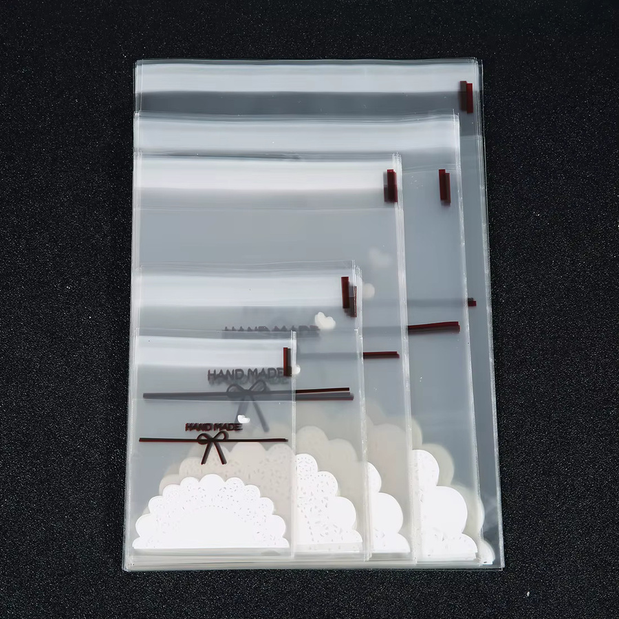 100 Stück Filluck Selbstklebende OPP Kunststoff Taschen Transparent Weiß für Candy, Cookies und Schmuck - Bild 2