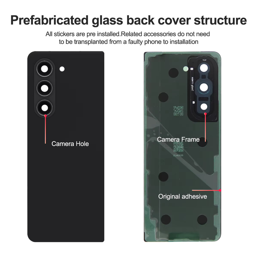 Samsung Z Fold 5 Ersatzgehäuse Rückseite mit Kameraobjektiv in Schwarz (Modell F946B) - Bild 2