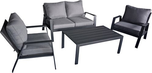GARDEN PLEASURE Loungeset Victoria mit 4 Sitzplätzen, inklusive Auflagen und Kissen, grau/anthrazit, aus pulverbeschichtetem Aluminium - Bild 1