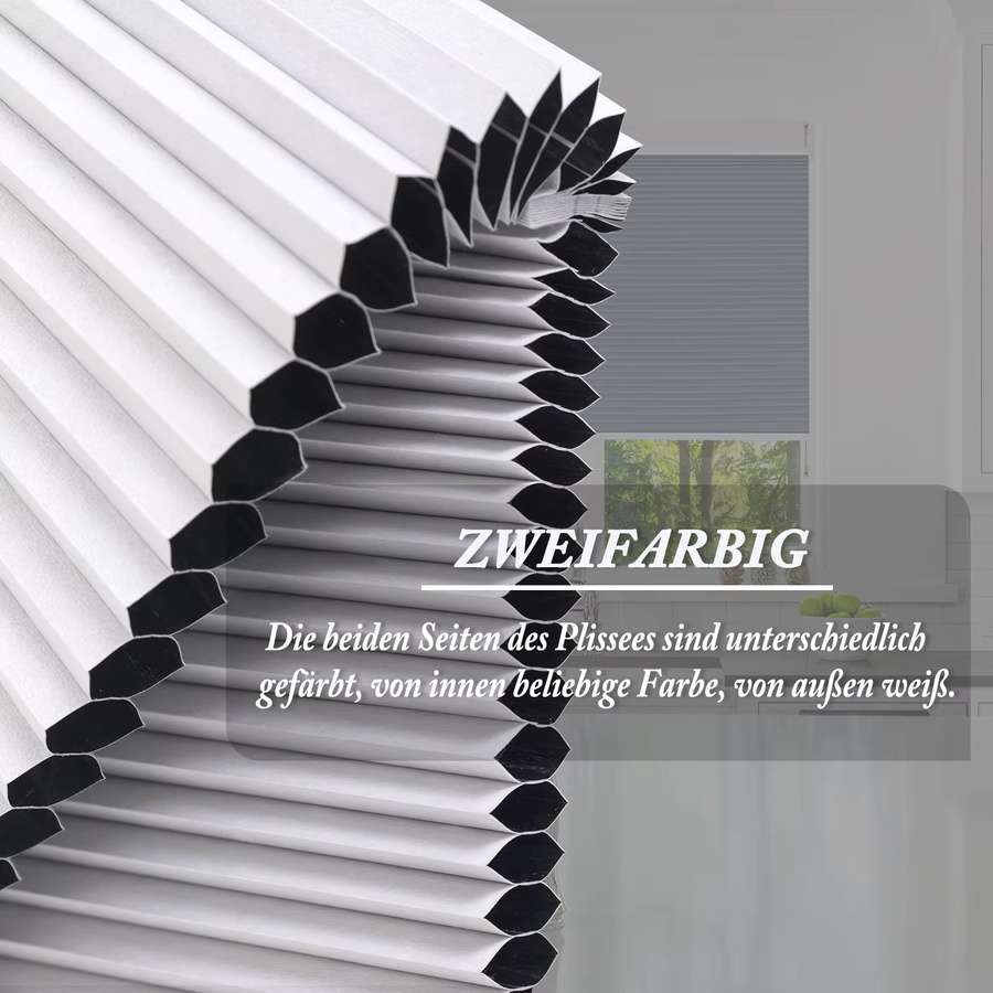 WOLTU Moderne Waben-Doppelplissee-Jalousie für Fenster und Türen mit Klemmhalterungen, blickdicht und verdunkelnd, Farbe: Weiß, B: 130 cm, H: 115 cm - Bild 3
