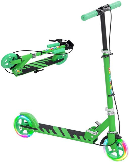 AIYAPLAY Kinder Scooter Klappbar mit verstellbarer Lenkerhöhe aus Metall und Kunststoff Grün - Bild 1