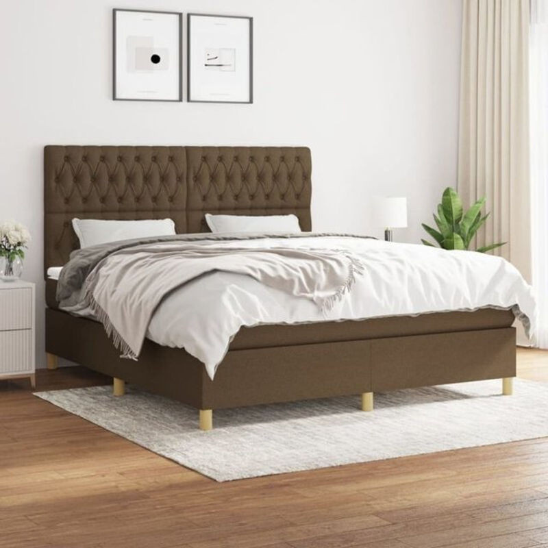 vidaxl Boxspringbett mit Matratze in Braun aus Stoff, B/T/H: 180 x 200 x 128 cm - Bild 1