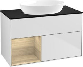 V&B Waschtischunterschrank Finion 100 in Weiß lackiert mit offenem Regal, B/T/H: 100 x 50,1 x 50,1 cm - Bild 1