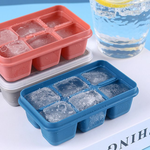 APWIKOGER Eiswürfelform aus Silikon und Kunststoff mit Deckel, quadratische Eiswürfelschale in Blau für Whisky und Cocktails - Bild 1
