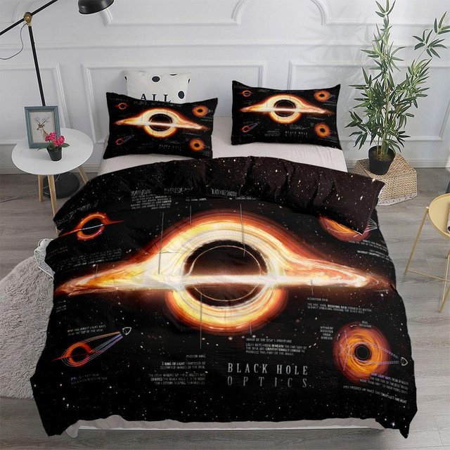 Bettwäsche-Set mit Schwarzes Loch Motiv von Binchi Outdoor Product in Schwarz, Material Mikrofaser, B/H: 135 x 200 cm - Bild 1