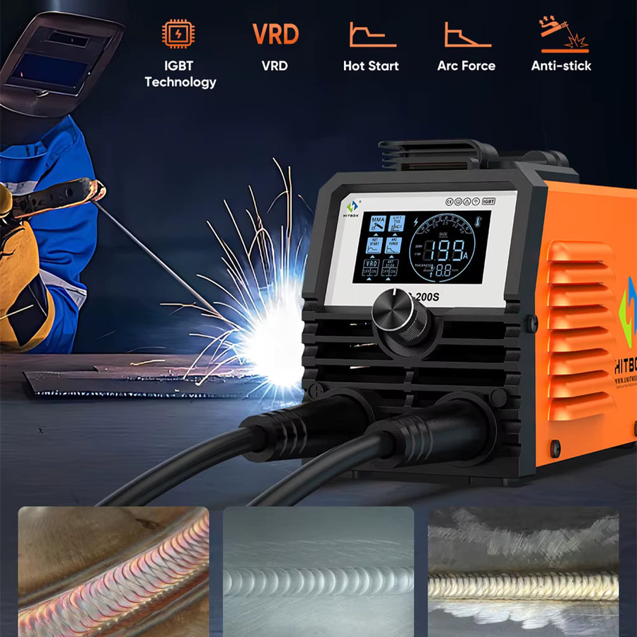 HITBOX ARC200S Tragbarer Mini-IGBT-Inverter-Schweißer 2-in-1 ARC MMA Lift TIG Schweißgerät in Orange mit LED-Display und VRD-Funktion - Bild 4