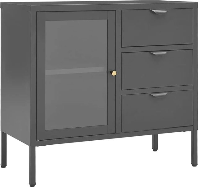 vidaXL Sideboard Anthrazit aus Stahl und Hartglas B/T/H: 75 x 35 x 70 cm - Bild 1