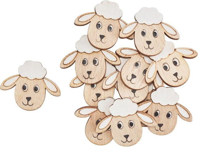 VBS Streuteile Schafskopf in Beige aus Sperrholz für Tabletop-Dekorationen - Bild 1