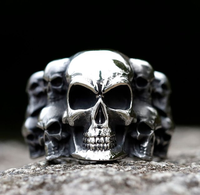 Ring Edelstahl, Schwarz, Schädel, Herren - Bild 1