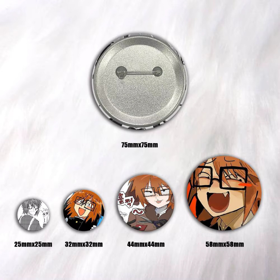 Brosche Randal Ivory Luther Satoru Nyon Snap-in-Pins, Cartoon-Figur, rund - Bild 2