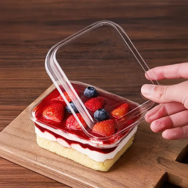 Transparente Einweg Kunststoff Boxen für Kuchen, Desserts und Obst zur Dessertverpackung - Bild 1