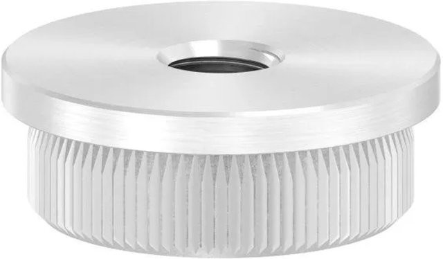 FeNau Einsteckkappe aus Edelstahl V2A in Silber für Rohr Ø 30,0x2,0 mm mit M8 Gewinde flach zum Einschlagen - Bild 1