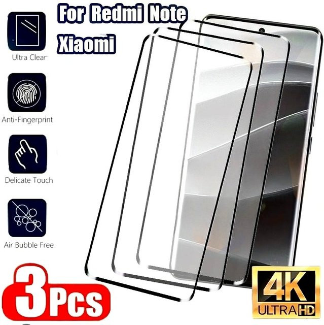 3er-Pack Xiaomi Displayschutzfolie aus gehärtetem Glas, transparent, passend für Redmi Note 15 14 13 Pro Plus 14S 12S 11S sowie Redmi 15C 15 14C 13C 12C 10A - Bild 1