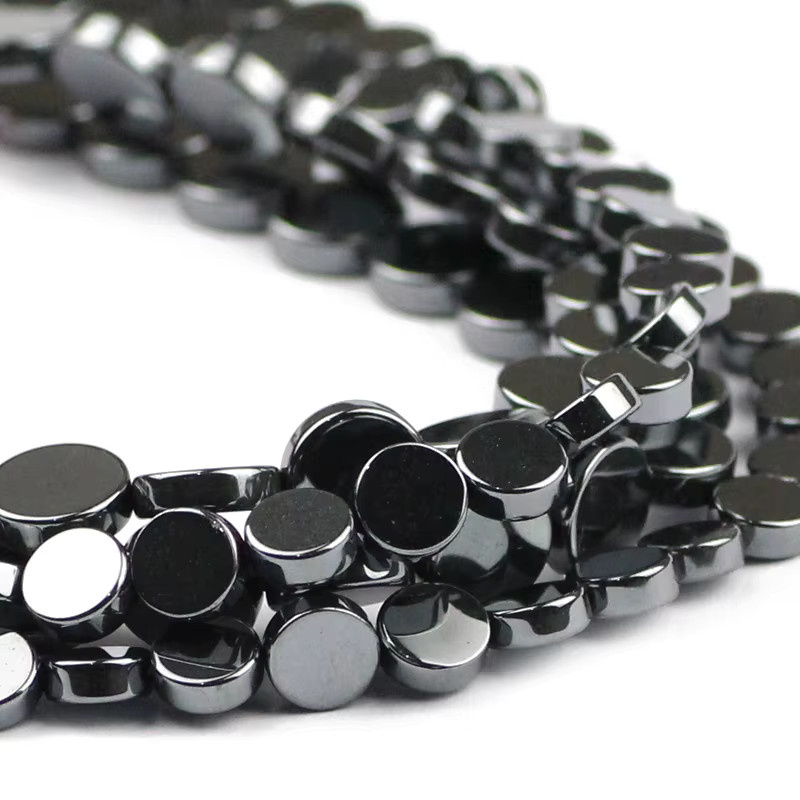 MÜNZEN Spacer Perlen Hämatit, Schwarz, 8/6 mm, Unisex - Bild 4