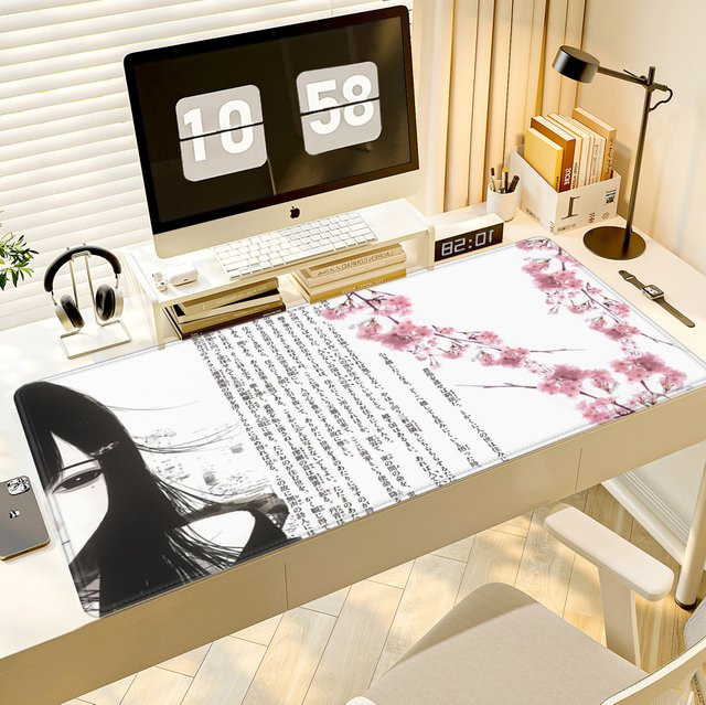 HYBXAXC XXL Gaming-Mauspad mit Anime-Mädchen-Kunstmotiv in Multicolour als große Schreibtischunterlage für Büro und Laptop - Bild 1