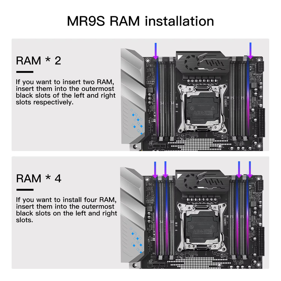 MACHINIST X99 MR9S ATX Motherboard LGA 2011-3 in Schwarz mit Unterstützung für Intel Xeon E5 V3/V4 CPUs, DDR4 RAM, NVME M.2 und USB-C - Bild 4