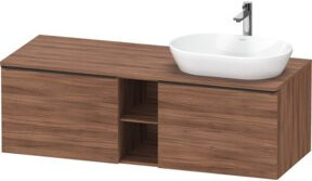 Duravit Waschtischunterschrank D-Neo Wandhängend in Schwarz und Nussbaum Natur mit 2 Türen und 1 offenes Fach, B/T/H: 140 x 55 x 45,9 cm - Bild 1