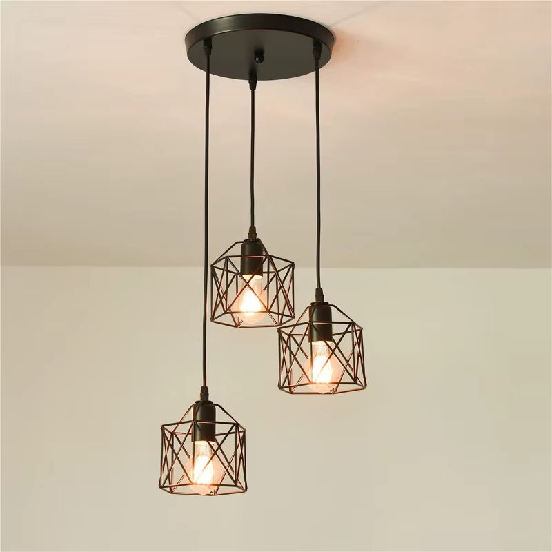 Ramalho Industrielle Pendelleuchte aus Metall in Schwarz, verstellbare LED Hängelampe im Vintage-Stil für Esszimmer und Kücheninsel - Bild 2
