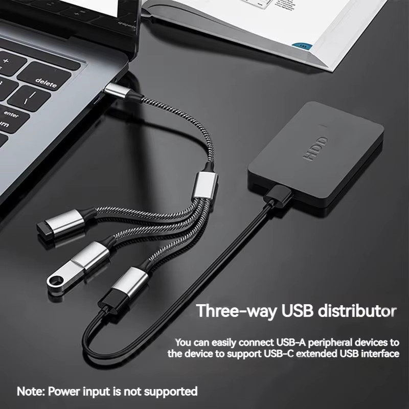 Mrgabwte USB Typ C Hub mit 3 Ports, OTG High Speed Transfer Adapter in Silber für Computer und Laptops - Bild 3