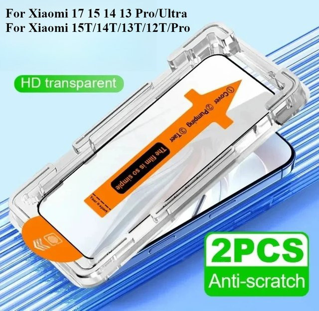 Xiaomi Displayschutz aus gehärtetem Glas 9H Staubfrei Transparent für Xiaomi 17 Pro Max 15 14 13 Ultra 15T 14T Pro - Bild 1