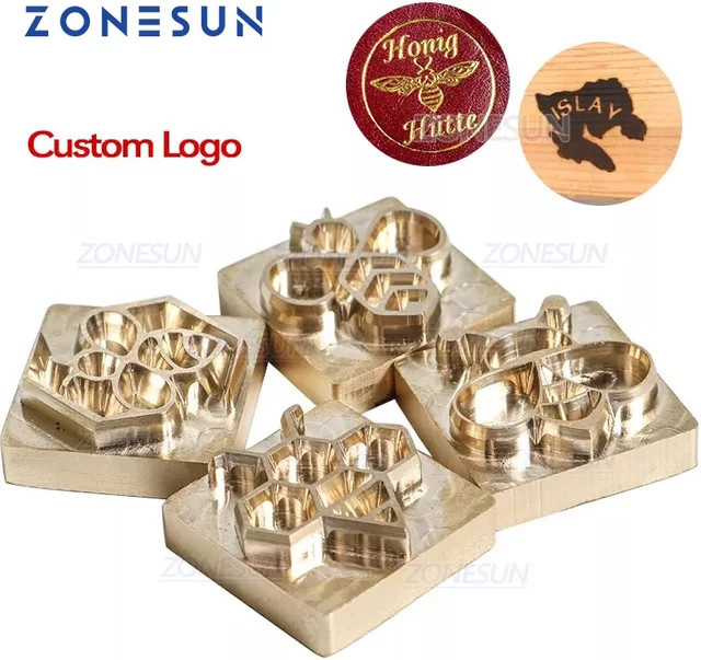 ZONESUN Personalisierter Messingstempel mit Logo für Holz und Leder in Gold - Bild 1