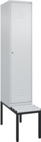 C+P Spind Classic PLUS Garderobenschrank mit Sitzbank, 1 Abteil, Lichtgrau, B/T/H: 212,0 x 40,0 x 81,5 cm - Bild 1